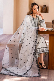 Elegant Embroidered Lawn Suit with Organza Dupatta