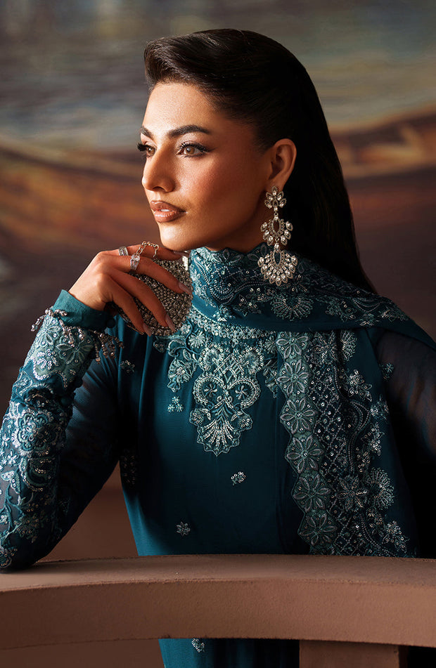 Elegant Sequins Embroidered Chiffon Shirt and Sharara Set