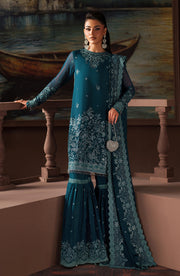 Elegant Sequins Embroidered Chiffon Shirt and Sharara Set