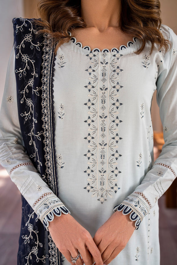 Elegant Embroidered Lawn Dress with Chiffon Dupatta