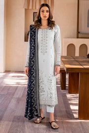 Elegant Embroidered Lawn Dress with Chiffon Dupatta