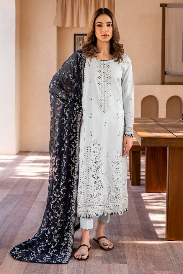 Elegant Embroidered Lawn Dress with Chiffon Dupatta