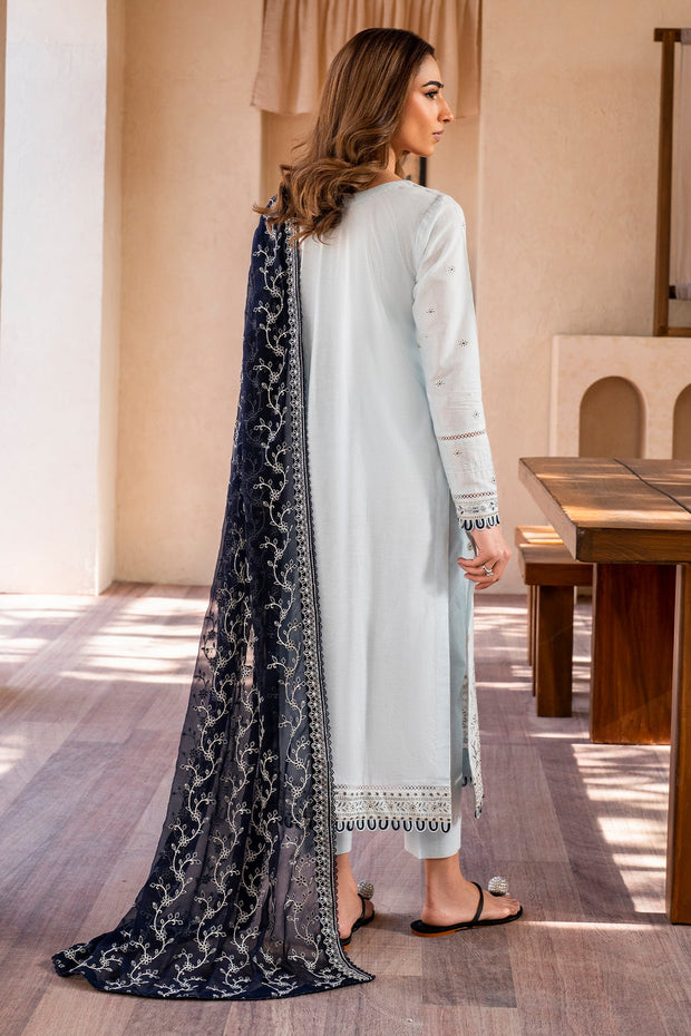 Elegant Embroidered Lawn Dress with Chiffon Dupatta