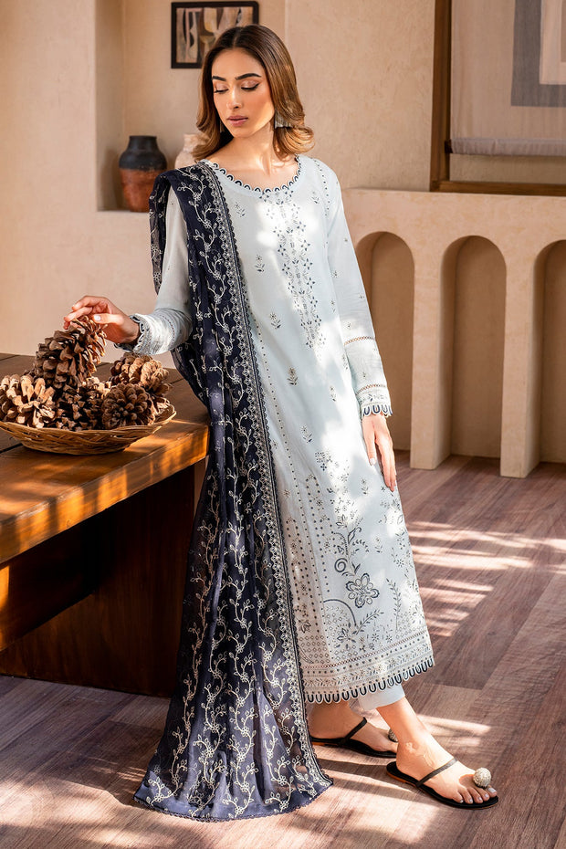 Elegant Embroidered Lawn Dress with Chiffon Dupatta