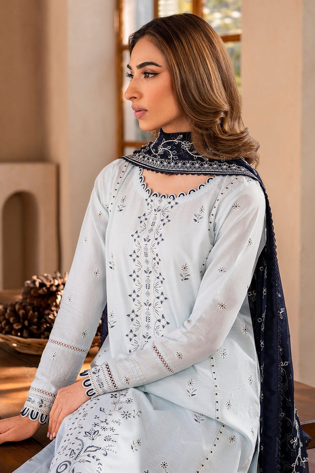 Elegant Embroidered Lawn Dress with Chiffon Dupatta