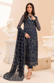 Elegant Sequins Embroidered Net Party Dress in Ivory