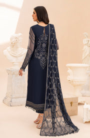Elegant Sequins Embroidered Net Party Dress in Ivory