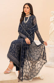 Elegant Sequins Embroidered Net Party Dress in Ivory
