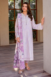 Elegant Embroidered Lawn Dress with Printed Silk Dupatta