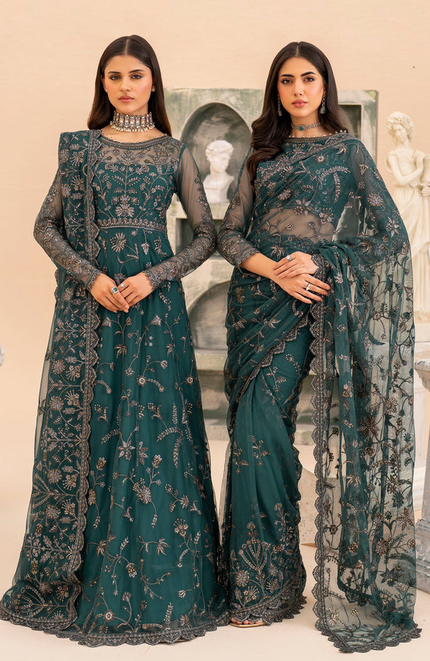Elegant Sequins Embroidered Net Shirt with Raw Silk Trouser