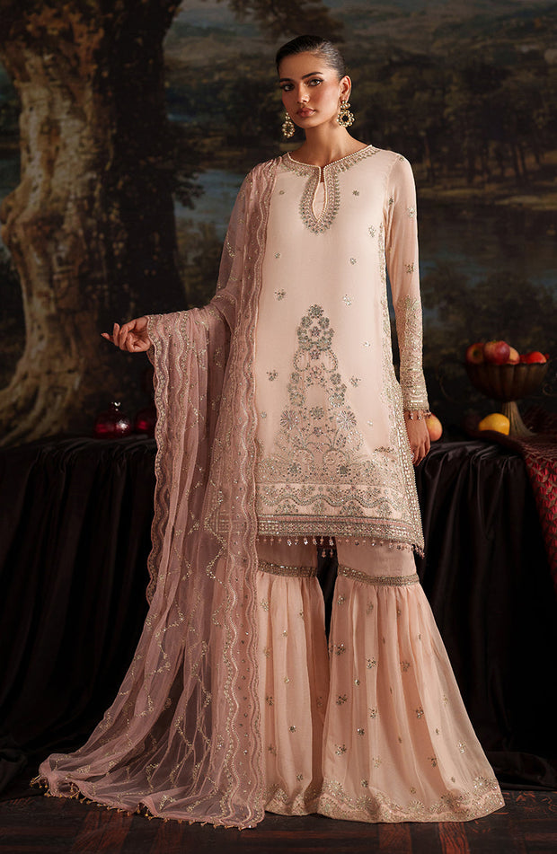 Elegant Tea Pink Sequins Chiffon Pakistani Party Dress