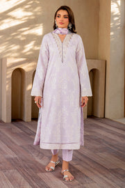 Elegant Embroidered Lawn Dress with Printed Silk Dupatta