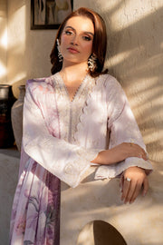 Elegant Embroidered Lawn Dress with Printed Silk Dupatta
