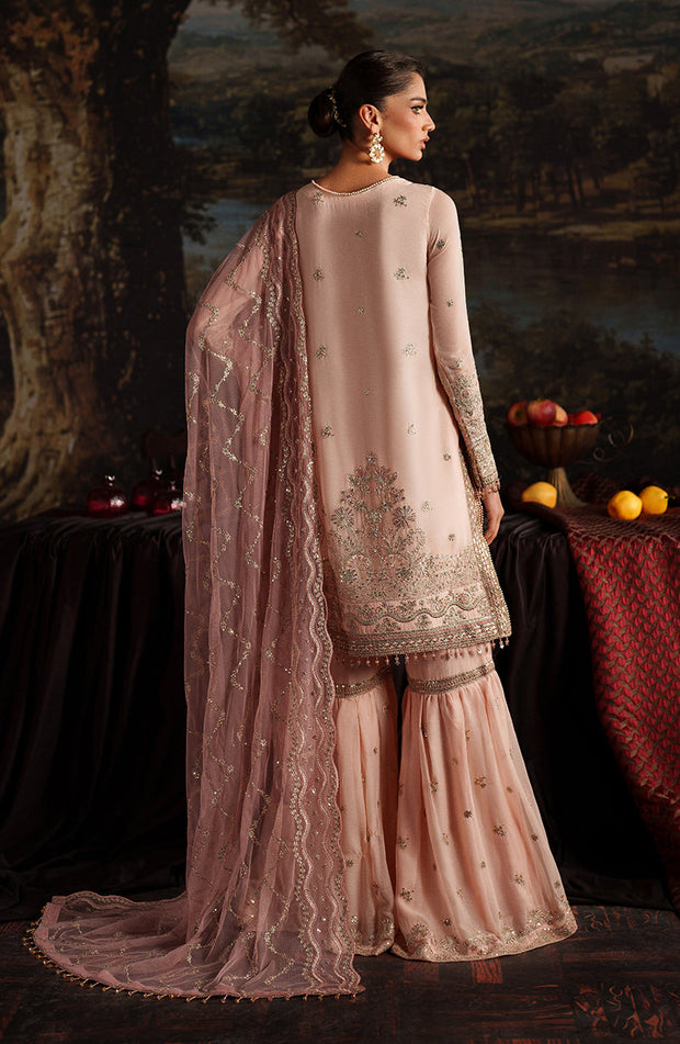Elegant Tea Pink Sequins Chiffon Pakistani Party Dress