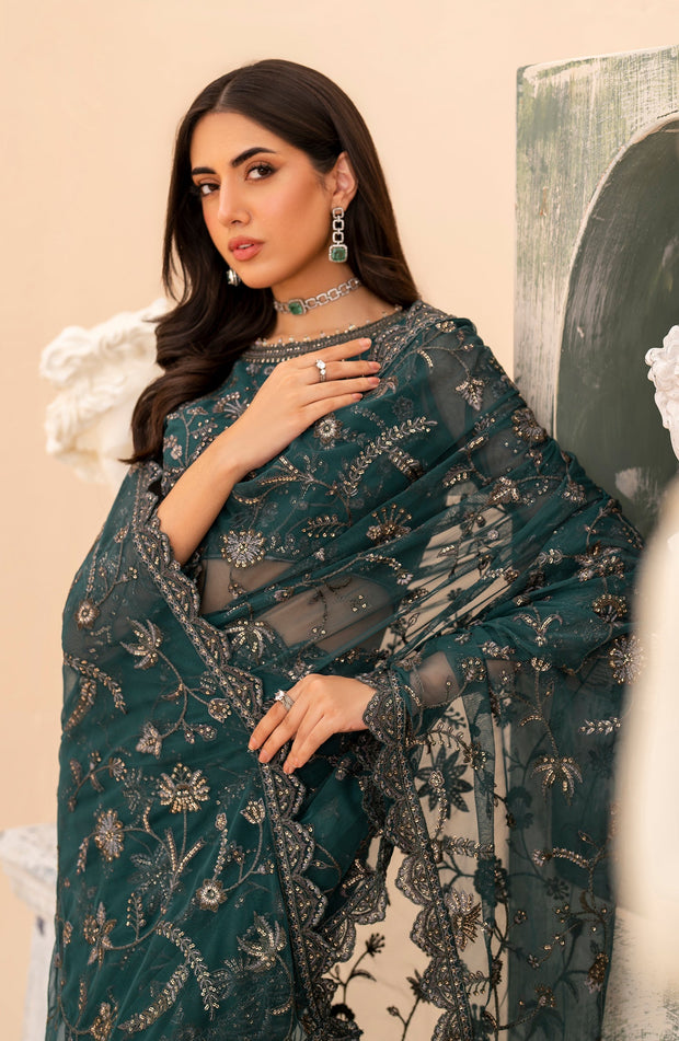 Elegant Sequins Embroidered Net Shirt with Raw Silk Trouser