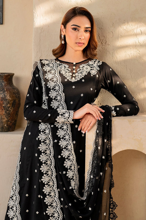 Elegant Embroidered Lawn Frock with Trouser & Dupatta