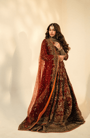 Stunning Maroon Pakistani Bridal Lehenga with Dupatta
