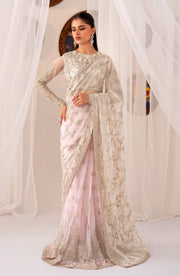 Elegant Pearl Sequins Embroidered Net Top & Raw Silk Trouser