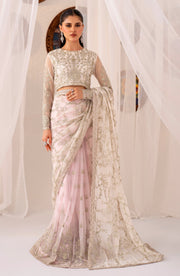 Elegant Pearl Sequins Embroidered Net Top & Raw Silk Trouser