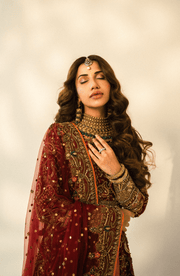 Stunning Maroon Pakistani Bridal Lehenga with Dupatta