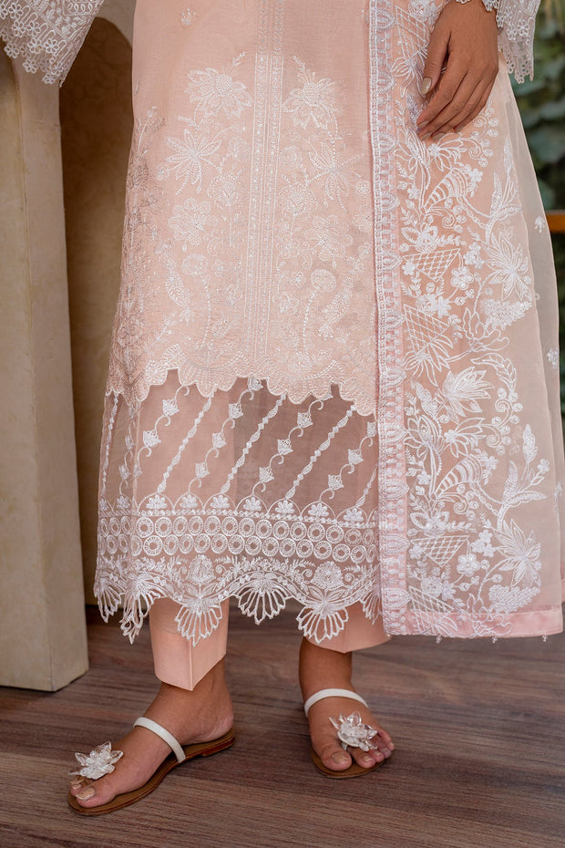 Elegant Embroidered Lawn Frock with Cotton Trouser