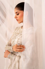 Elegant Pearl Sequins Embroidered Net Top & Raw Silk Trouser