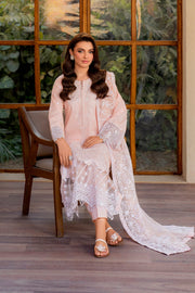 Elegant Embroidered Lawn Frock with Cotton Trouser