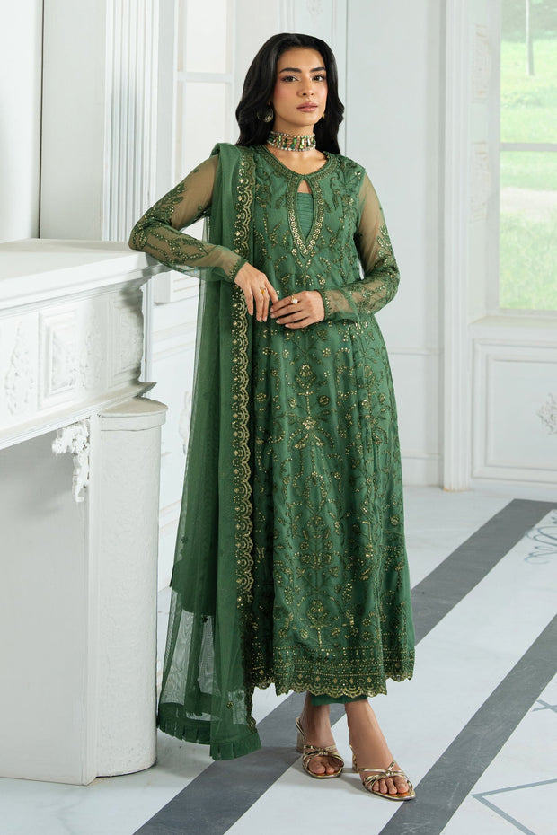Elegant Black Sequins Embroidered Net Shirt & Trouser Set