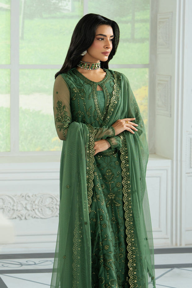 Elegant Black Sequins Embroidered Net Shirt & Trouser Set
