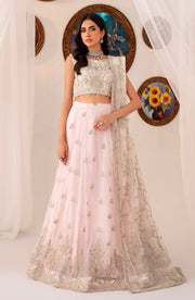 Elegant Pearl Sequins Embroidered Net Top & Raw Silk Trouser