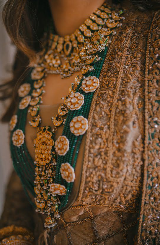 Classic Gold Pakistani Bridal Dress with Embroidery
