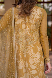 Yellow Sequins Embroidered Net Shirt with Sharara