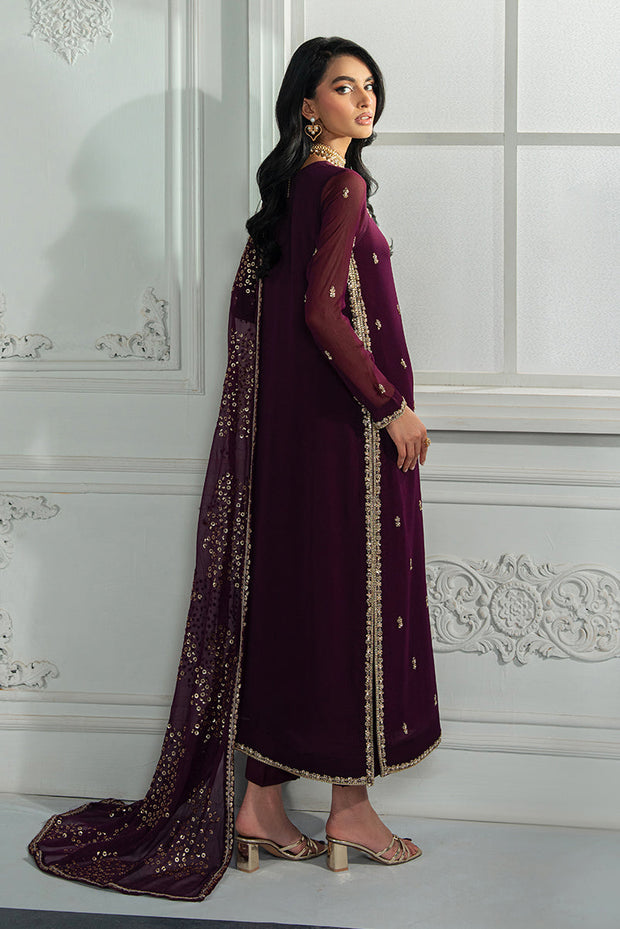 Elegant Hand Embellished Chiffon Dress in Luxurious Colors