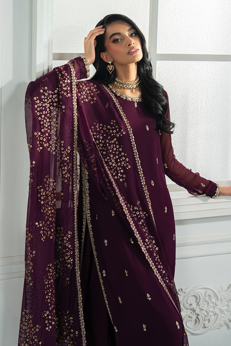Elegant Hand Embellished Chiffon Dress in Luxurious Colors