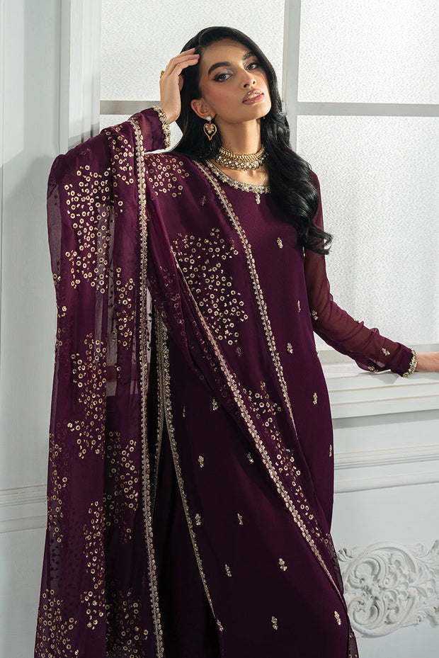 Elegant Hand Embellished Chiffon Dress in Luxurious Colors