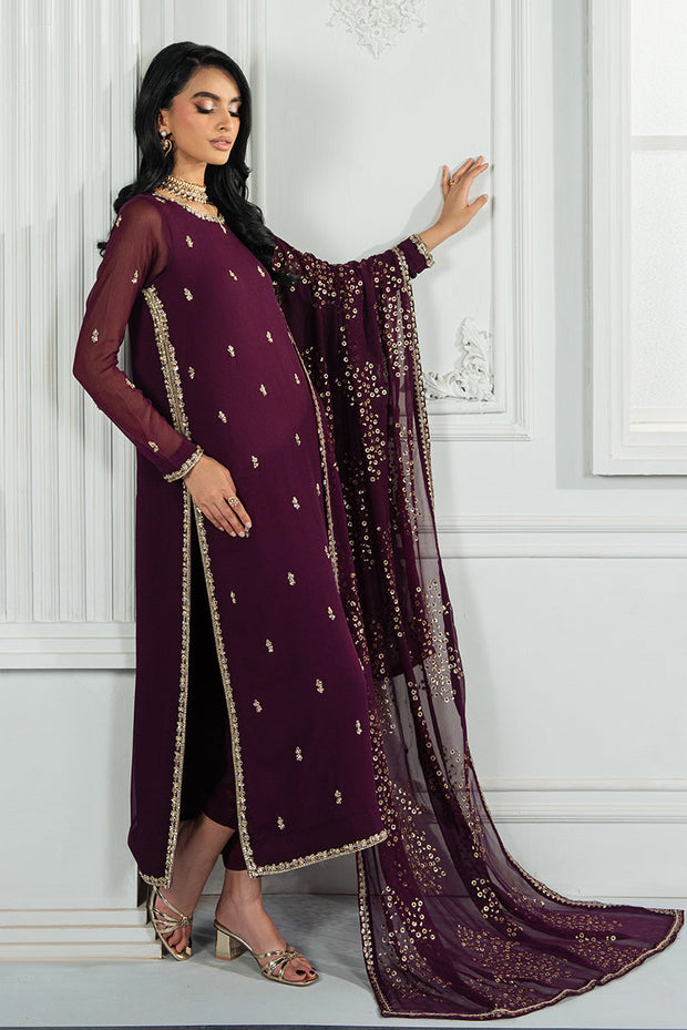 Elegant Hand Embellished Chiffon Dress in Luxurious Colors