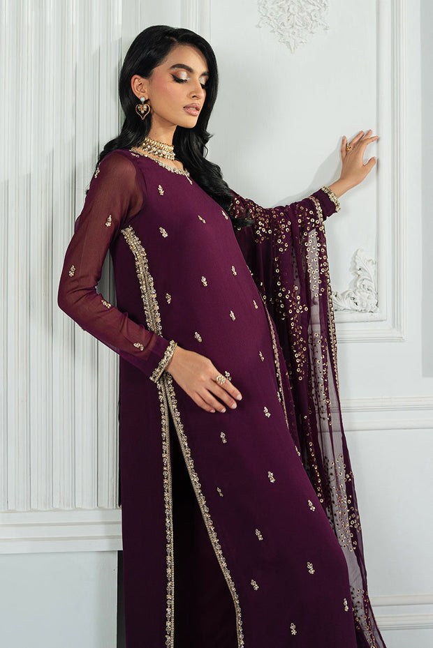Elegant Hand Embellished Chiffon Dress in Luxurious Colors