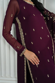 Elegant Hand Embellished Chiffon Dress in Luxurious Colors