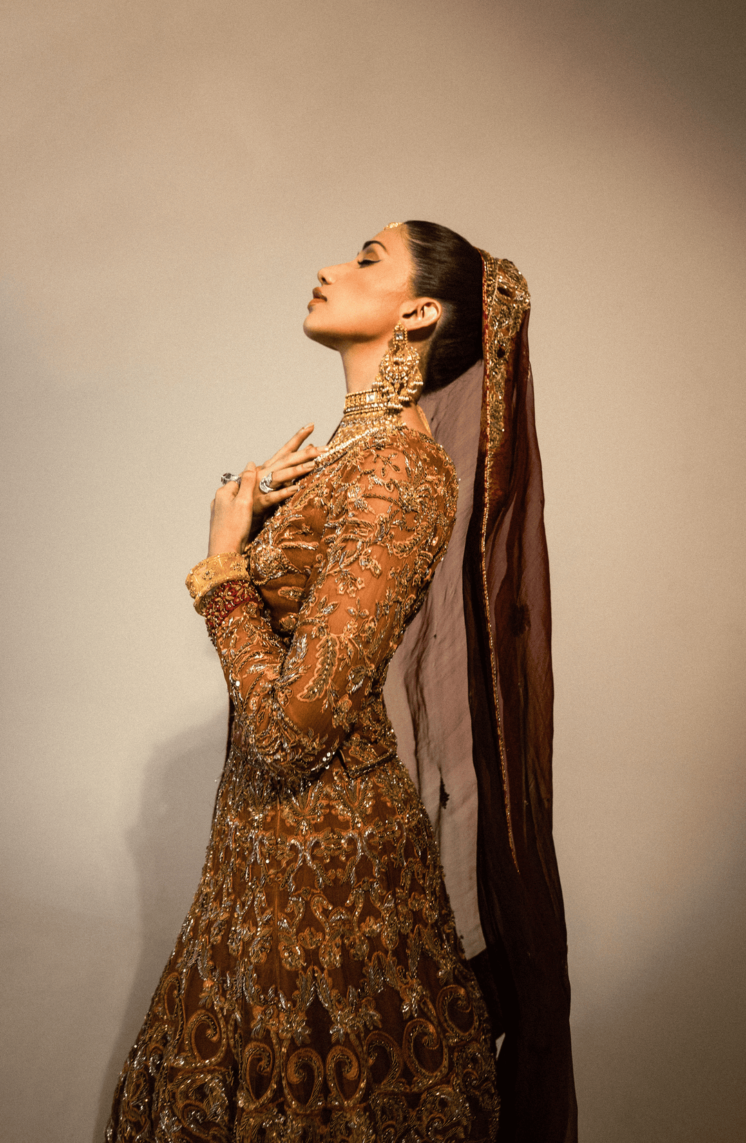 Elegant Mustard & Maroon Pakistani Bridal Lehenga Set