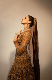 Elegant Mustard & Maroon Pakistani Bridal Lehenga Set