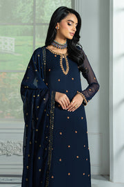Elegant Embroidered Chiffon Dress with Hand Work