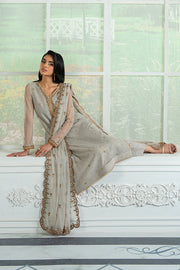 Embroidered Hand Embellished Net Dress with Raw Silk Trouser