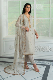Embroidered Hand Embellished Net Dress with Raw Silk Trouser