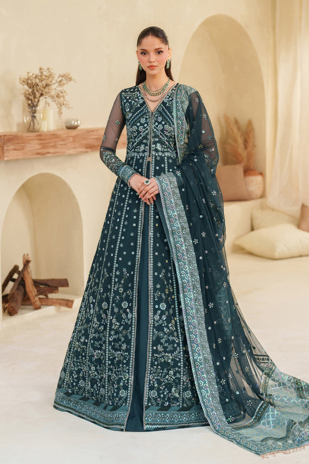 Elegant Blue Sequins Embroidered Net Pakistani Party Dress