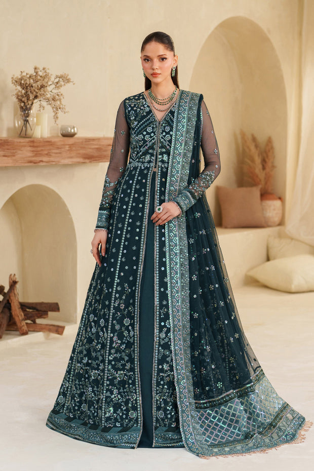 Elegant Blue Sequins Embroidered Net Pakistani Party Dress