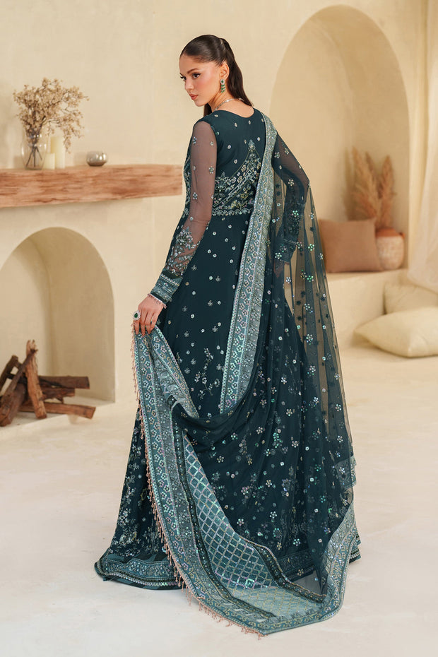 Elegant Blue Sequins Embroidered Net Pakistani Party Dress