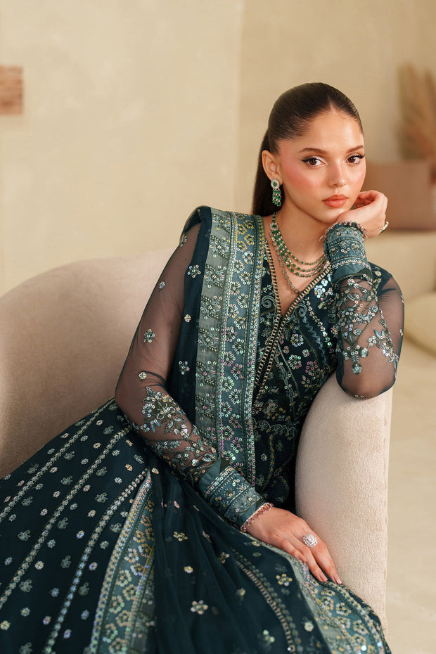Elegant Blue Sequins Embroidered Net Pakistani Party Dress