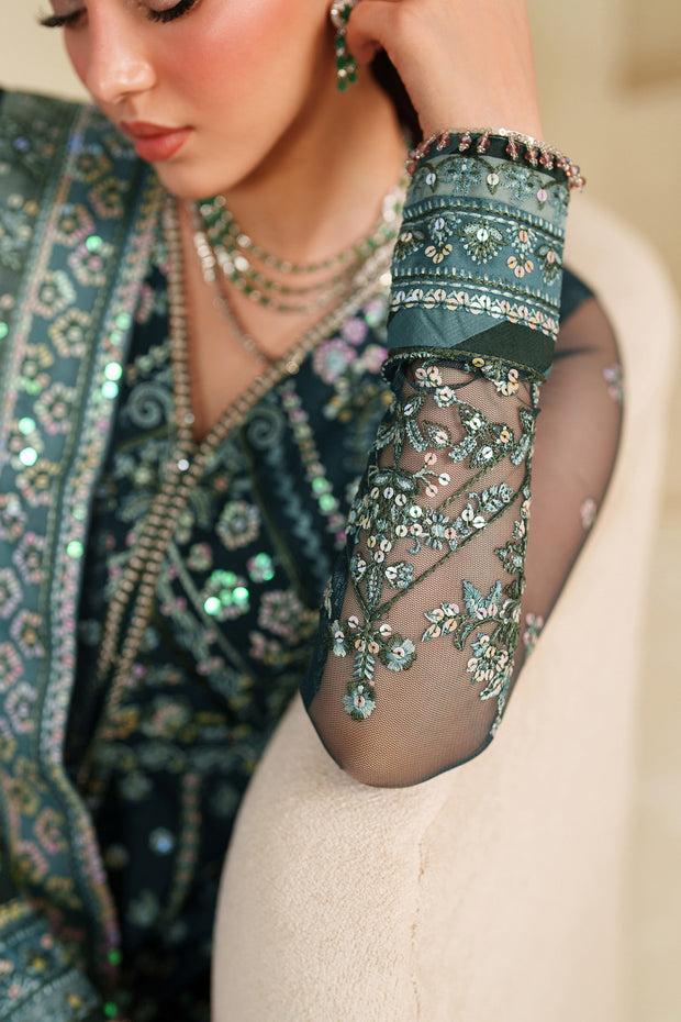 Elegant Blue Sequins Embroidered Net Pakistani Party Dress