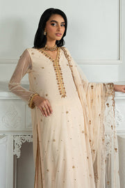Elegant Embroidered Net Dress with Raw Silk Trouser