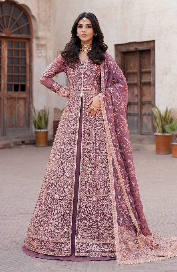 Elegant Peach Sequins Embroidered Chiffon Dress